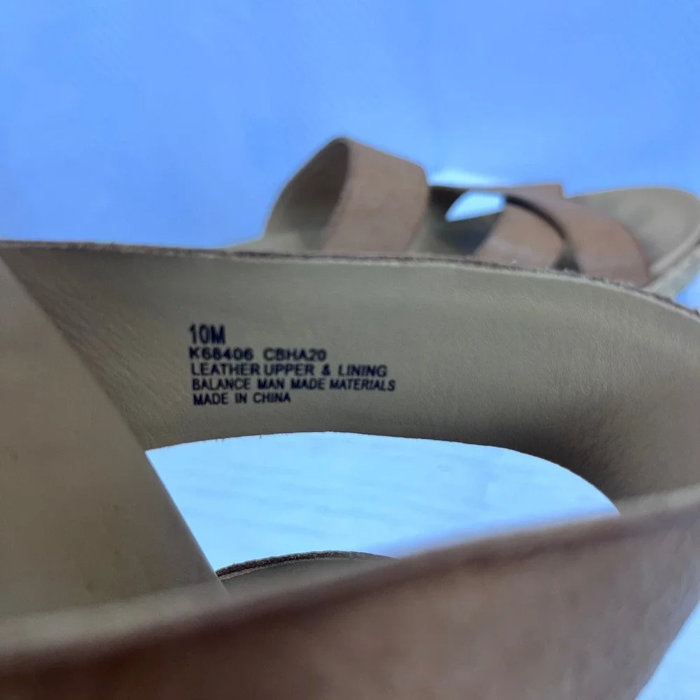 Kork Ease Camellia Size 10M Leather Cork Wedge‎ Sandals Strappy Tan Brown (S583)